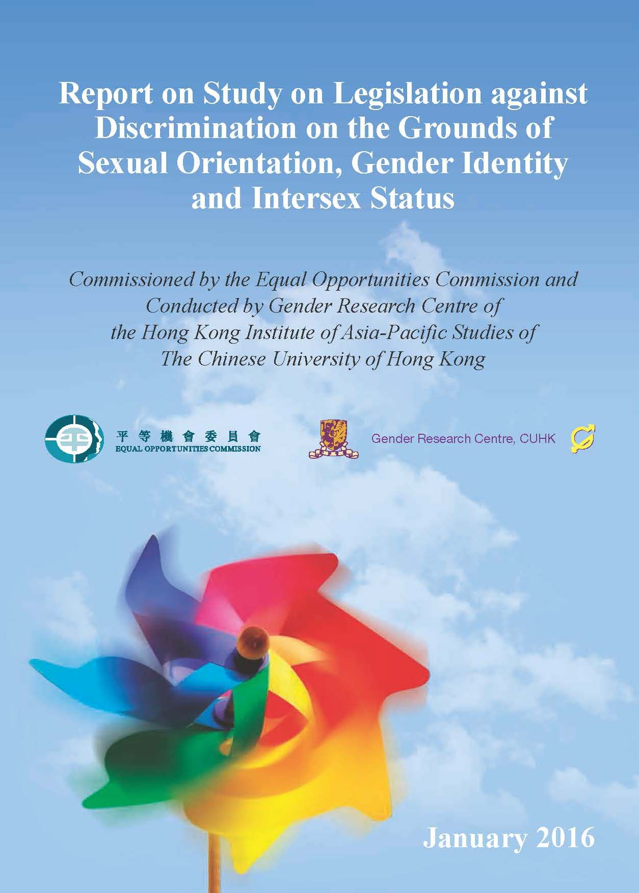 Cover of the Report on Study on Legislation against Discrimination on the Grounds of Sexual Orientation, Gender Identity and Intersex Status
